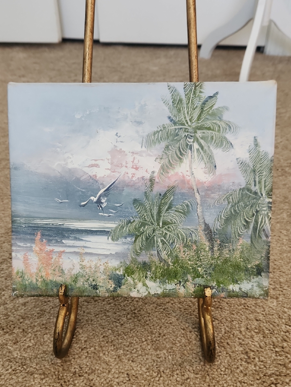 Vintage Oil Beach Painting Signed